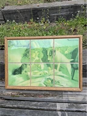 Charles Burton Barber Suspense UK Artist Signed Framed Tile Wall Hanging